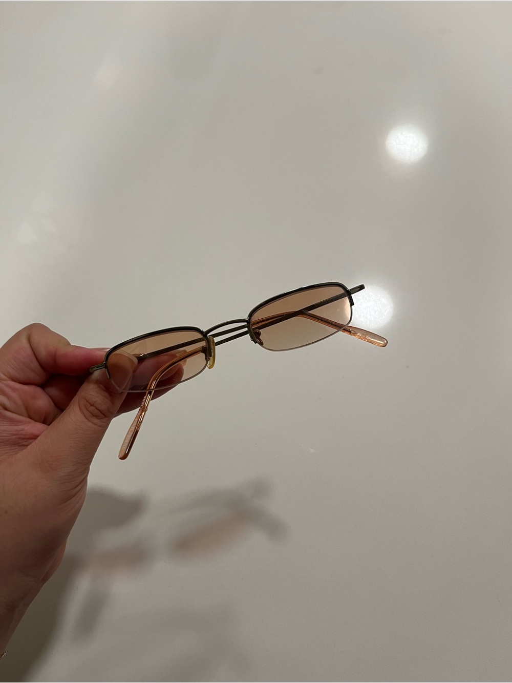 90s Y2K Rimless Rectangular Brown Gradient Sunglasses